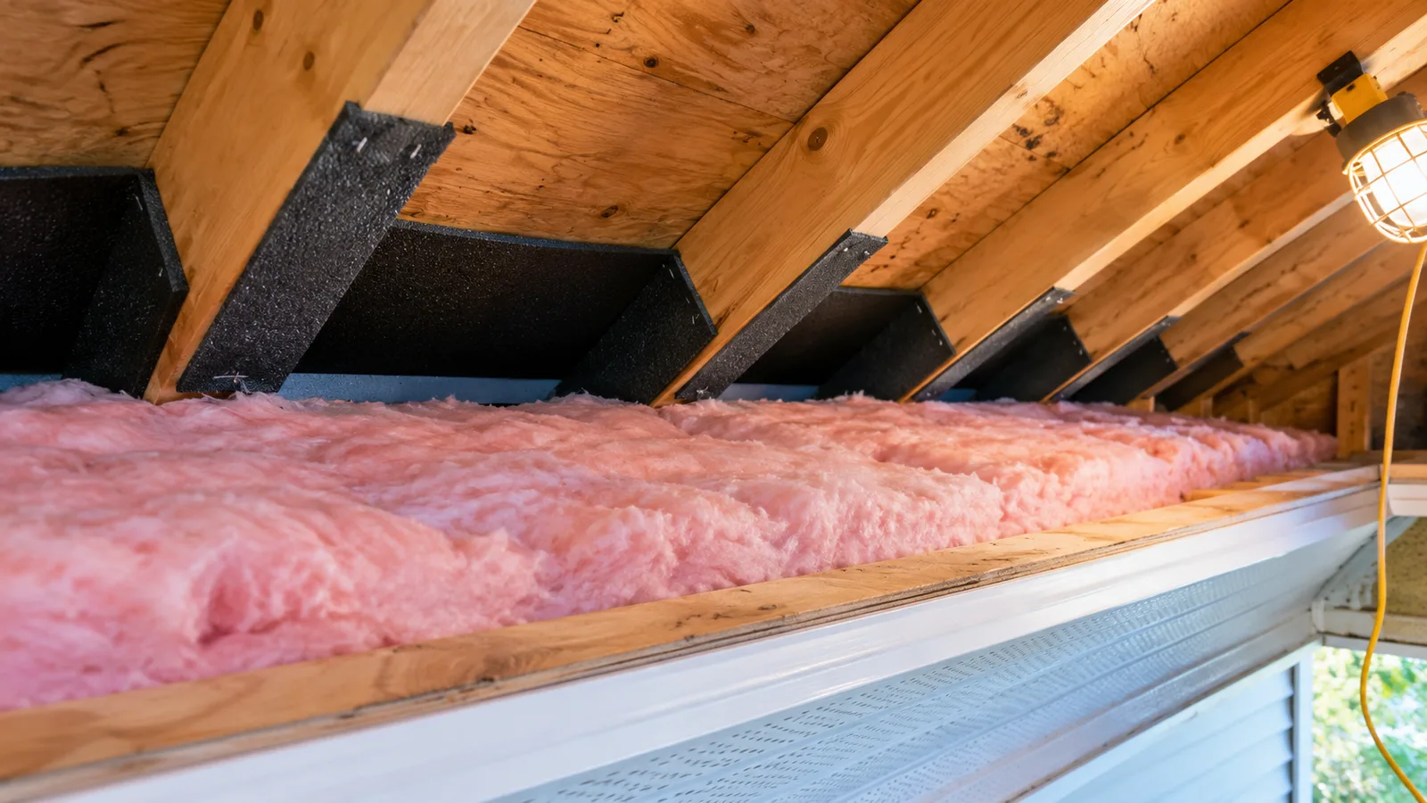Foam rafter vent baffles at the eaves with insulation stopping just below them