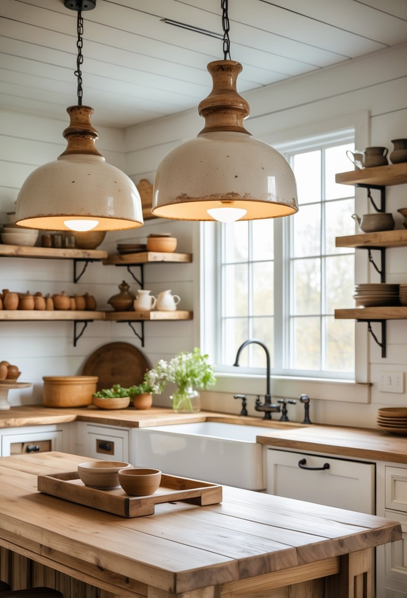 Farmhouse-style ceramic lighting fixtures