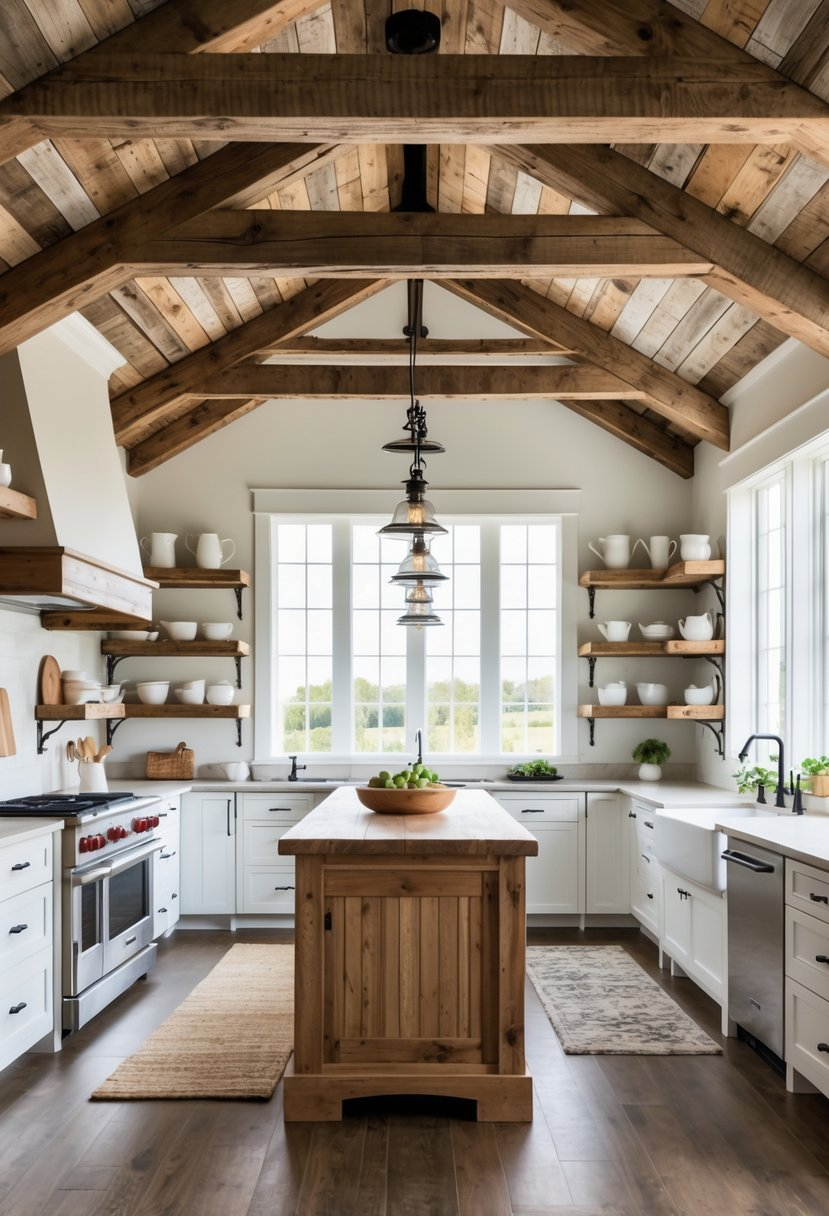 Reclaimed wood ceiling beams
