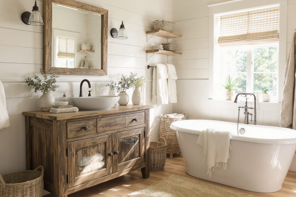 25 Farmhouse Bathroom Ideas