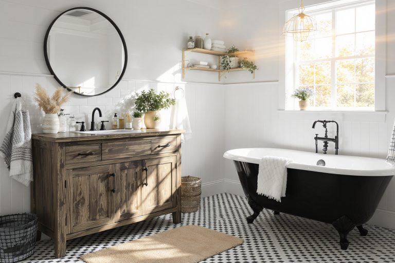 Black and White Farmhouse Bathroom Ideas