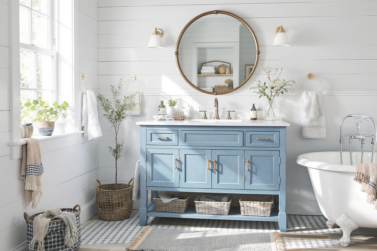 Blue Farmhouse Bathroom Ideas