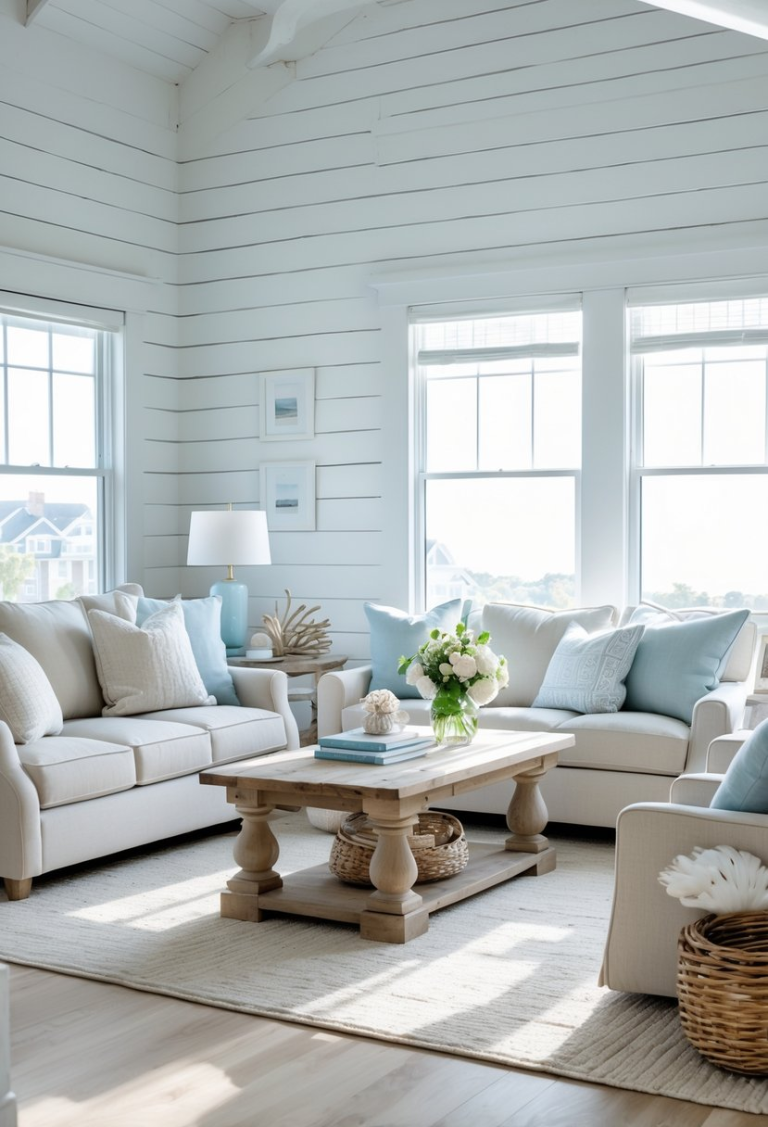 17 Coastal Farmhouse Living Room Ideas That Blend Seaside Charm With ...