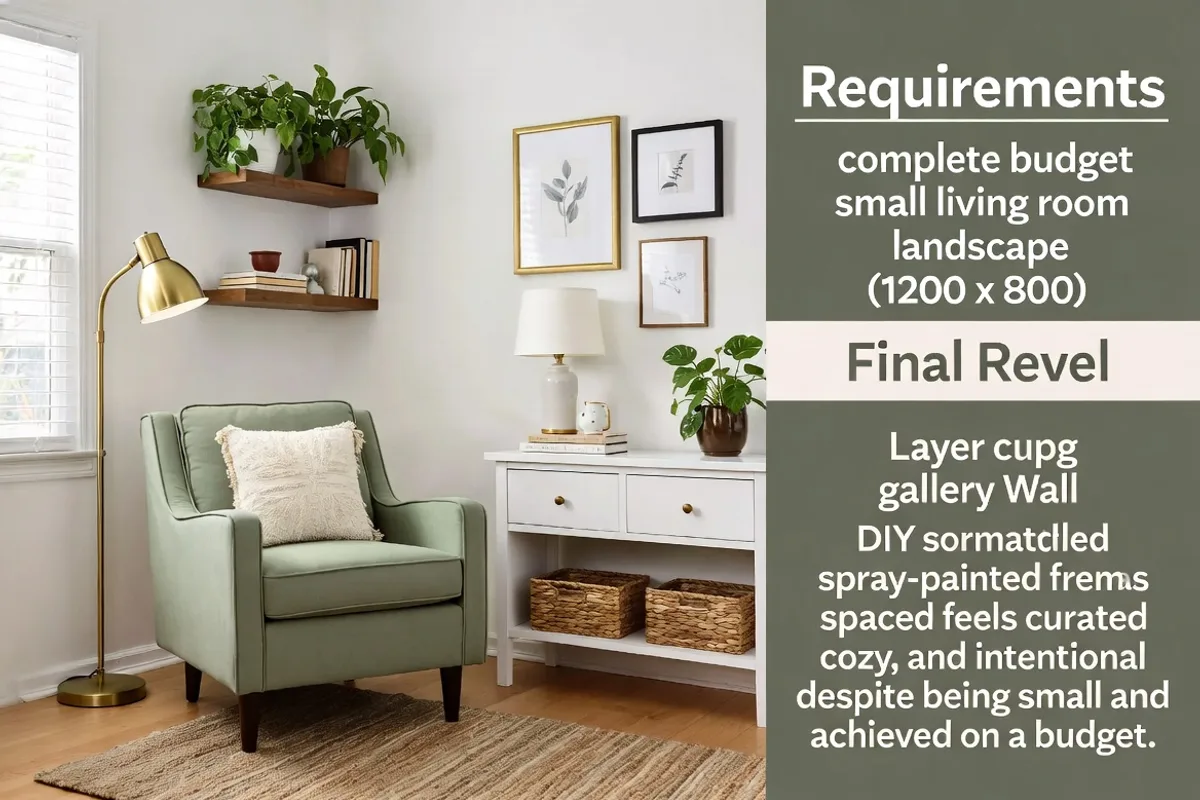 Complete budget small living room makeover under $500 with thrifted and DIY décor