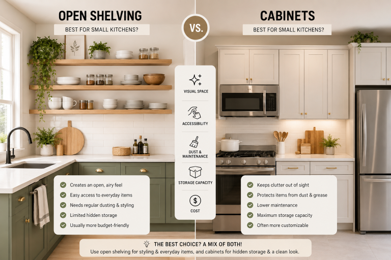 Open Shelving vs. Cabinets: Best for Small Kitchens